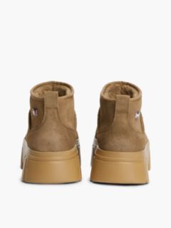 Suede Warm Lined Platform Ankle Boots — Brown 4