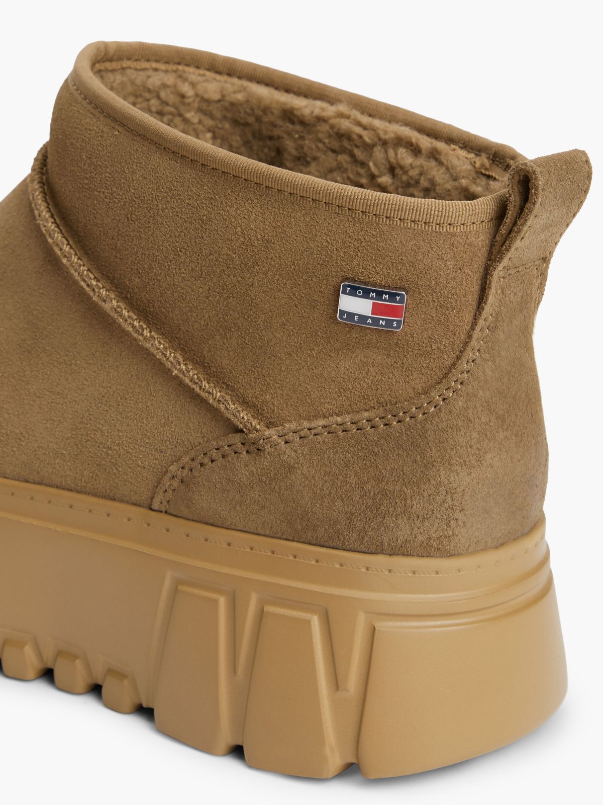 Suede Warm Lined Platform Ankle Boots — Brown