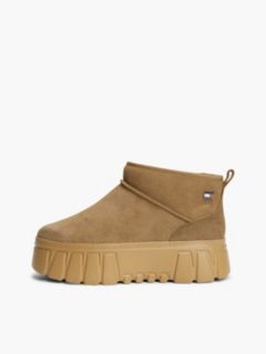 Suede Warm Lined Platform Ankle Boots — Brown 7