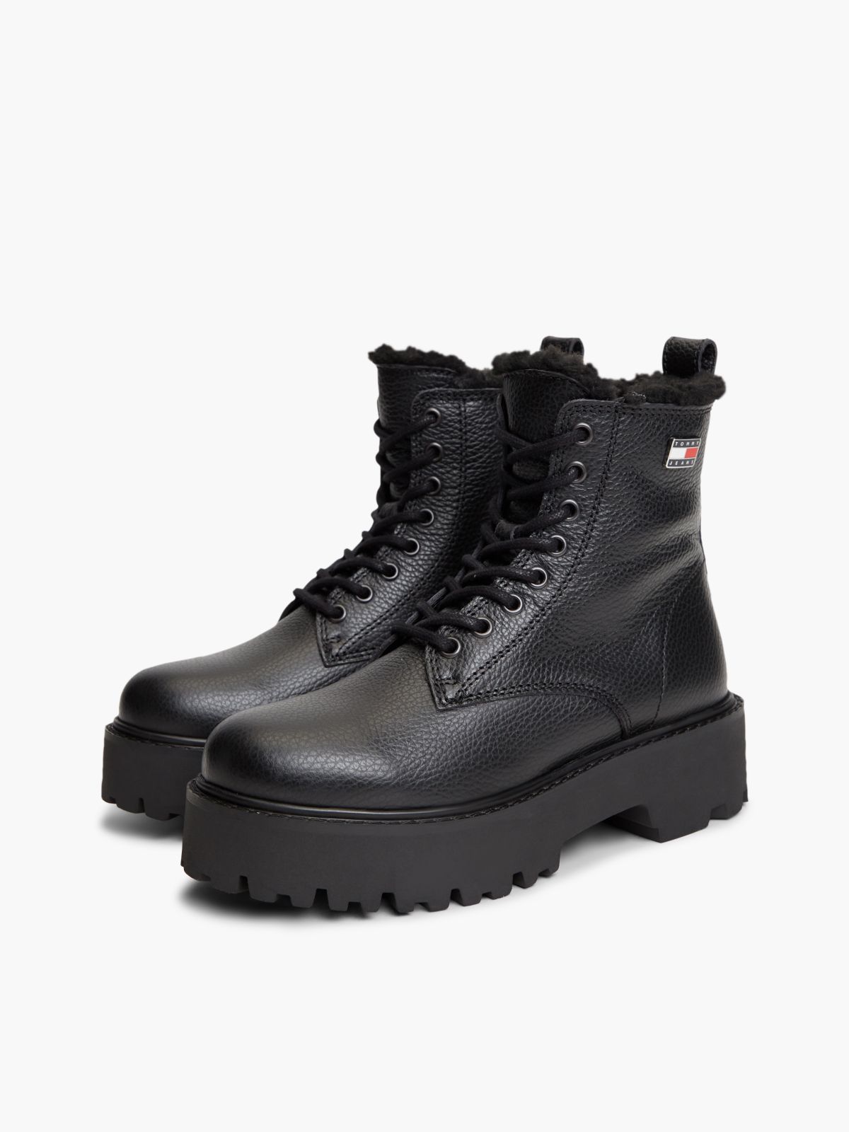 Archive Leather Warm Lined Platform Lace-Up Boots — Black