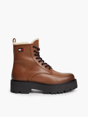 scarponcini archive in pelle con plateau brown da donne tommy jeans