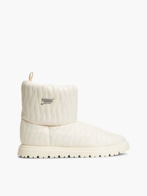 beige warm lined quilted snow boots for women tommy jeans