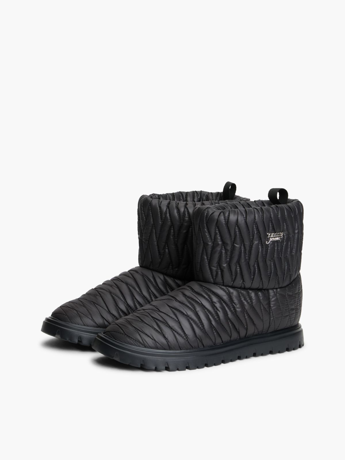Warm Lined Quilted Snow Boots — Black