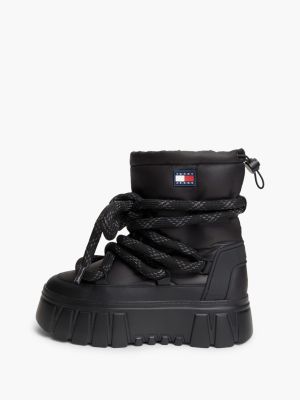 black warm lined platform snow boots for women tommy jeans
