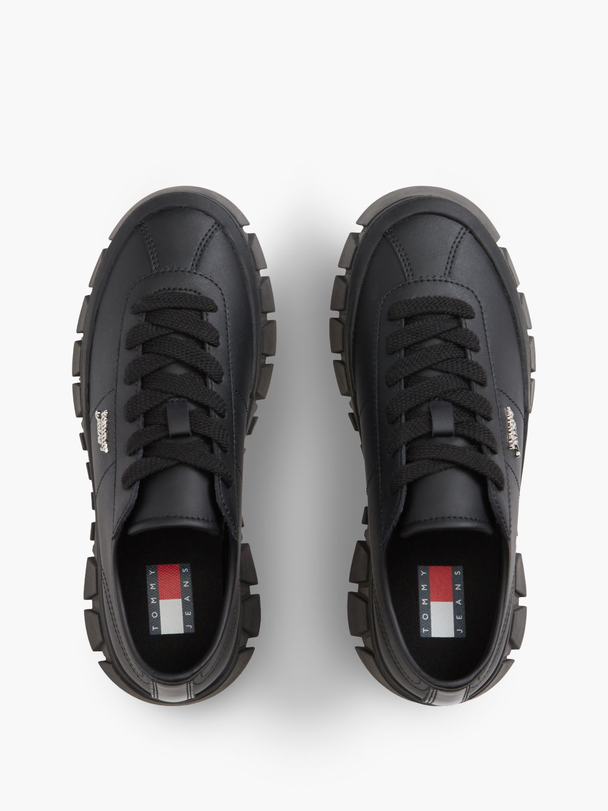 Logo Platform Trainers With Leather — Black