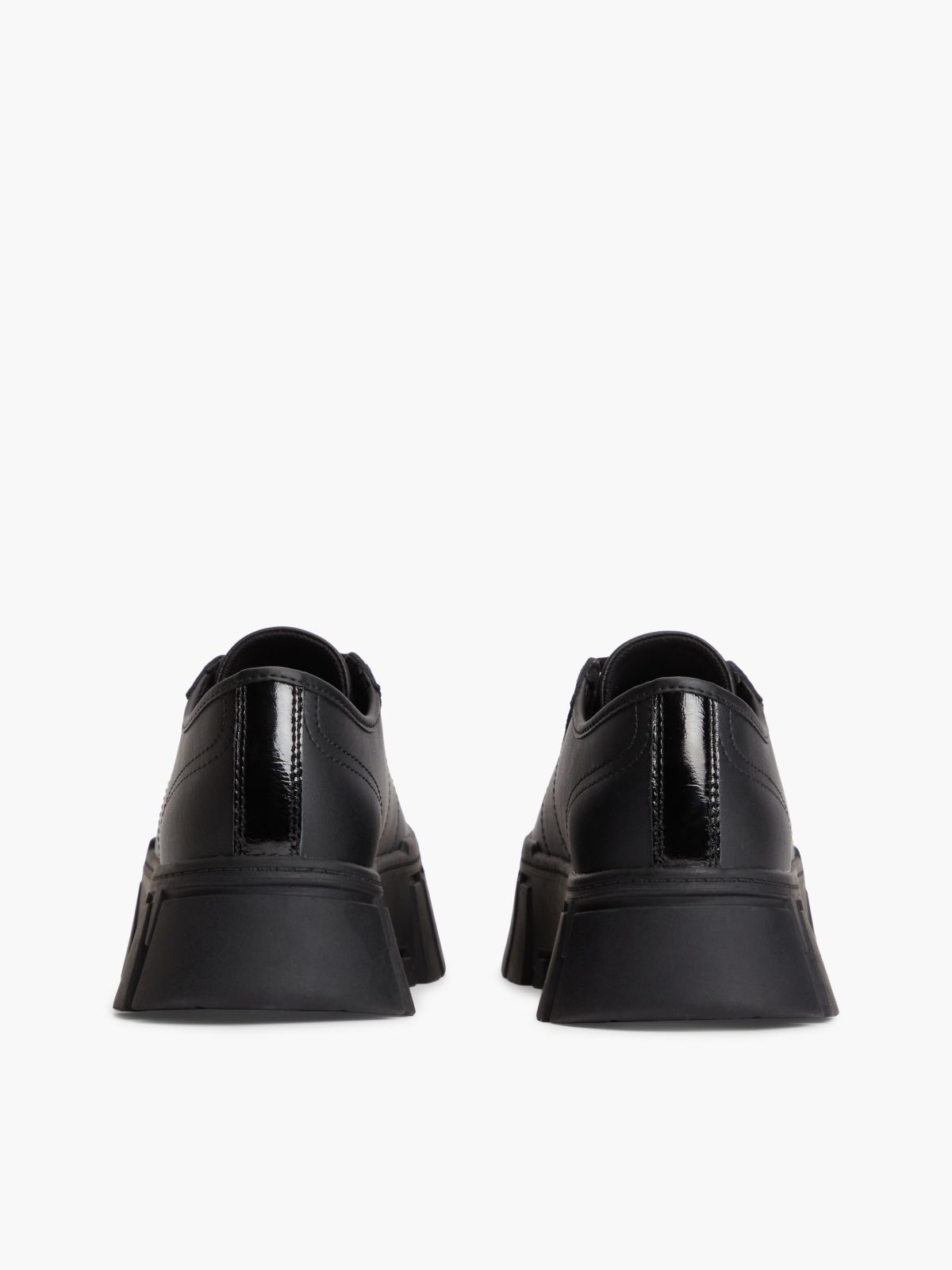 Logo Platform Trainers With Leather — Black