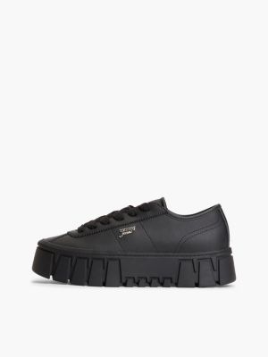 black logo platform trainers with leather for women tommy jeans
