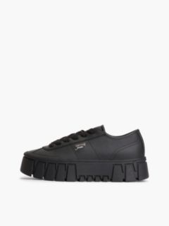 Logo Platform Trainers With Leather — Black 7