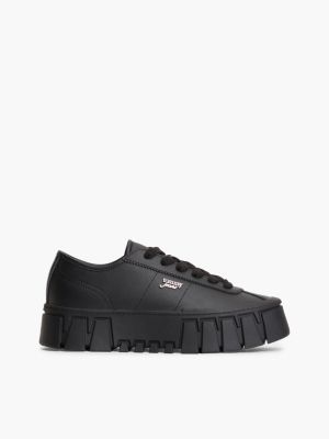 black logo platform trainers with leather for women tommy jeans