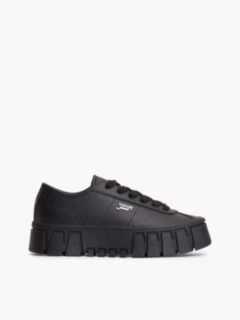 Logo Platform Trainers With Leather — Black 1