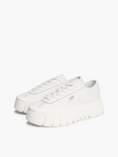 Logo Platform Trainers With Leather — White 2