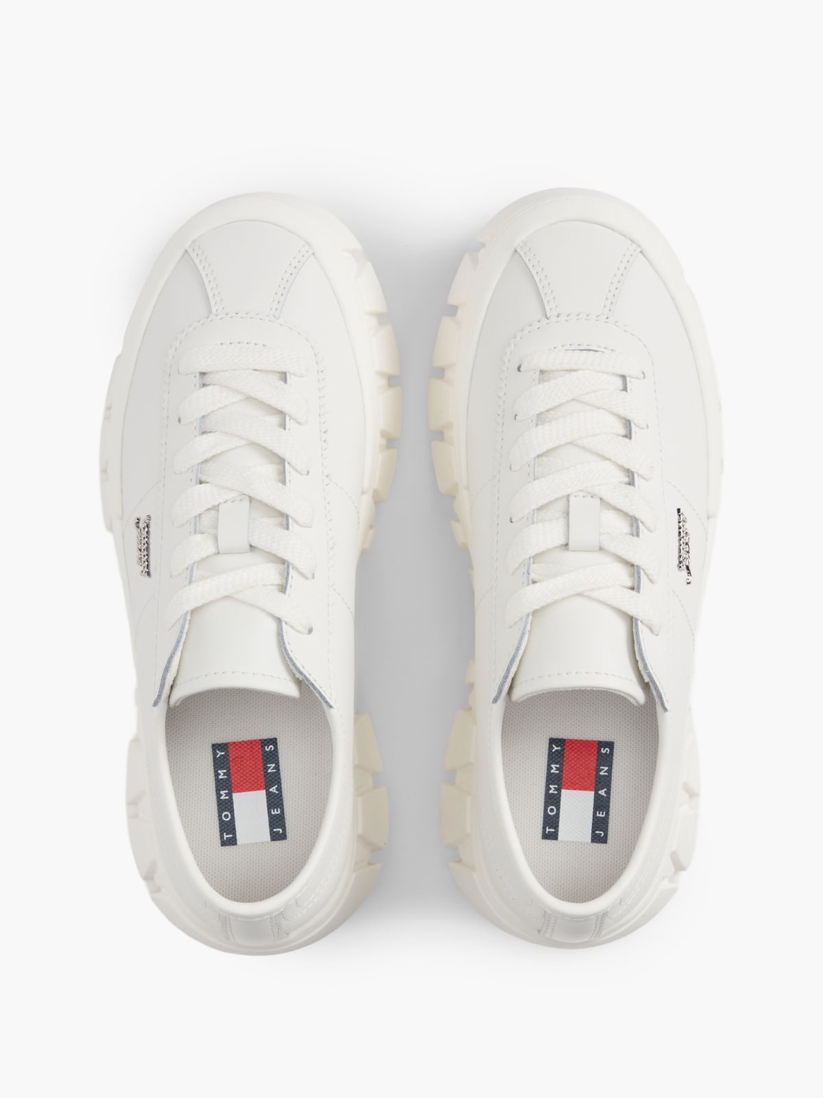 Logo Platform Trainers With Leather — White