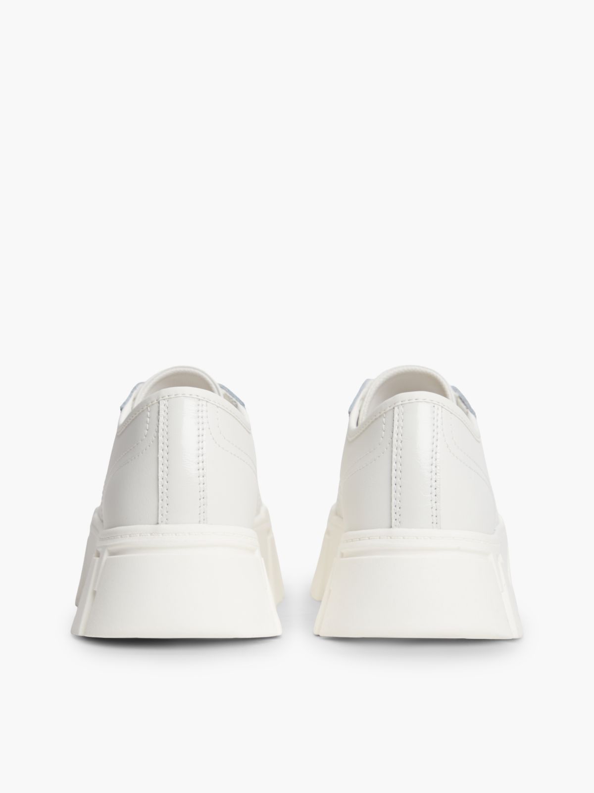 Logo Platform Trainers With Leather — White