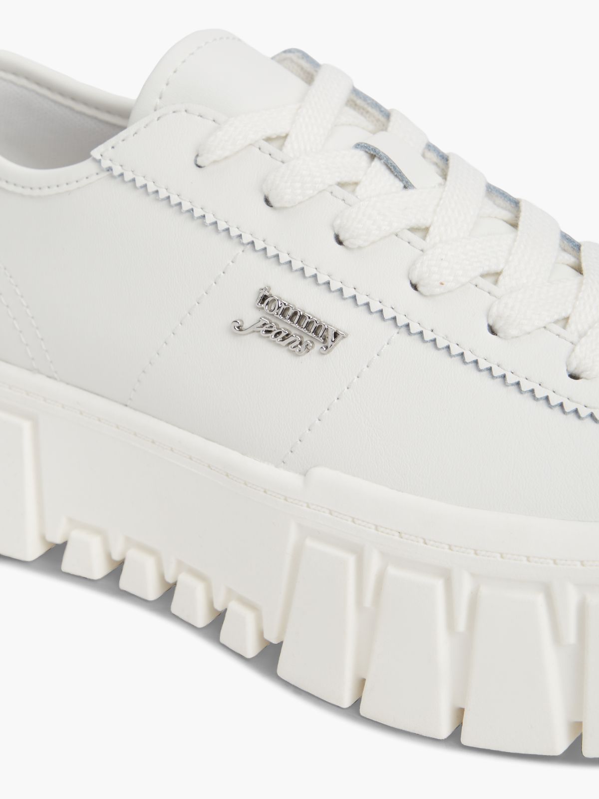 Logo Platform Trainers With Leather — White