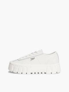 Logo Platform Trainers With Leather — White 7