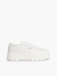 Logo Platform Trainers With Leather — White 1