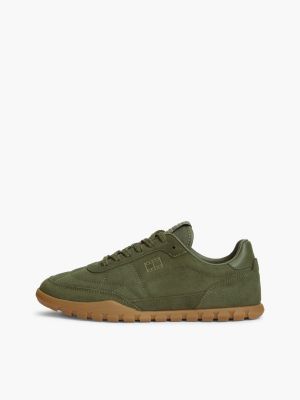 green suede cleat low profile trainers for women tommy jeans