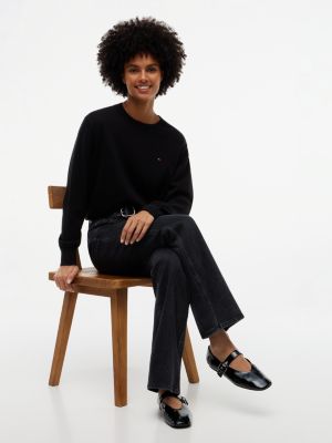 ballerines mary jane en cuir verni noir pour femmes tommy jeans
