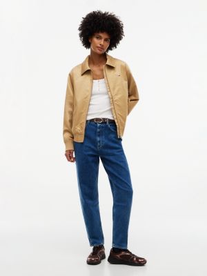 bruin metallic sneaker met gemengde texturen voor dames - tommy jeans