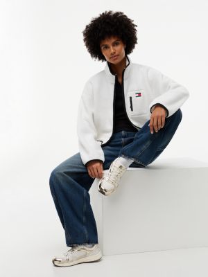wit metallic sneaker met gemengde texturen voor dames - tommy jeans