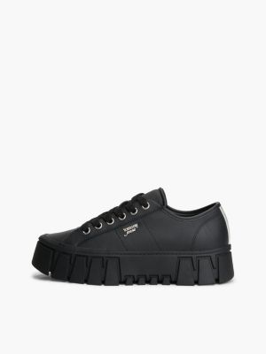 black logo platform trainers with leather for women tommy jeans