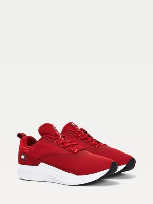 tommy hilfiger black & red flag detail sneaker trainers