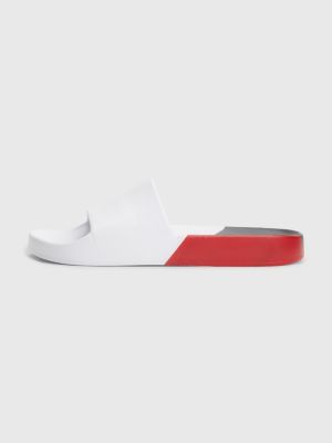 white colour-blocked badslipper voor heren - tommy hilfiger
