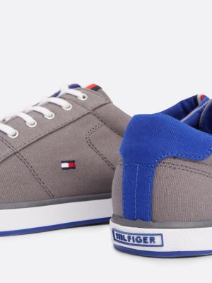 Canvas Lace Up Trainers Grey Tommy Hilfiger