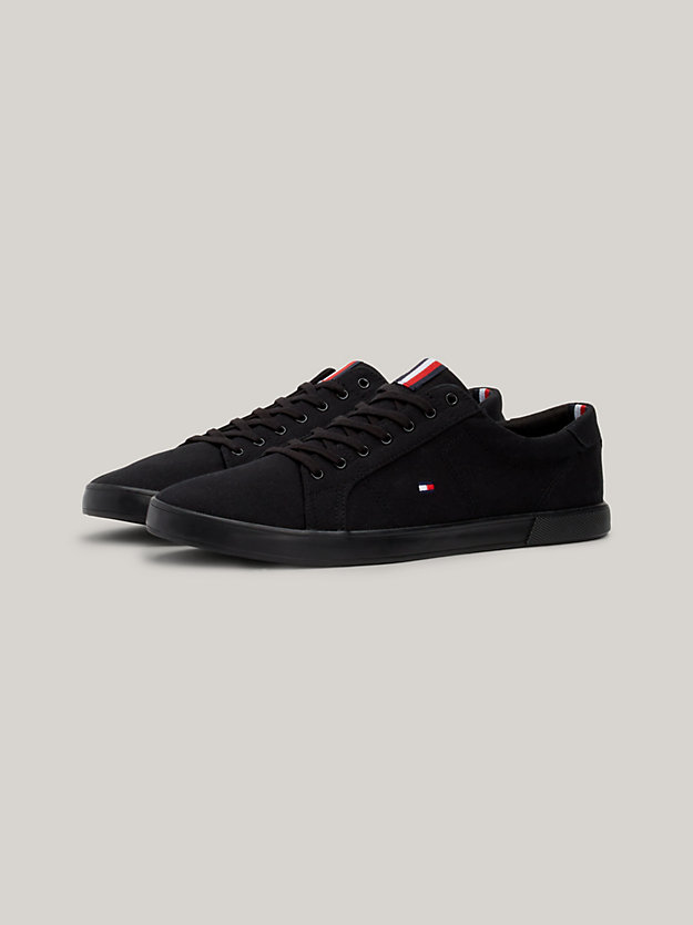 Canvas Lace Up Trainers | Black | Tommy Hilfiger