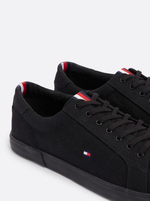 sneakers stringate in tela nero da uomini tommy hilfiger