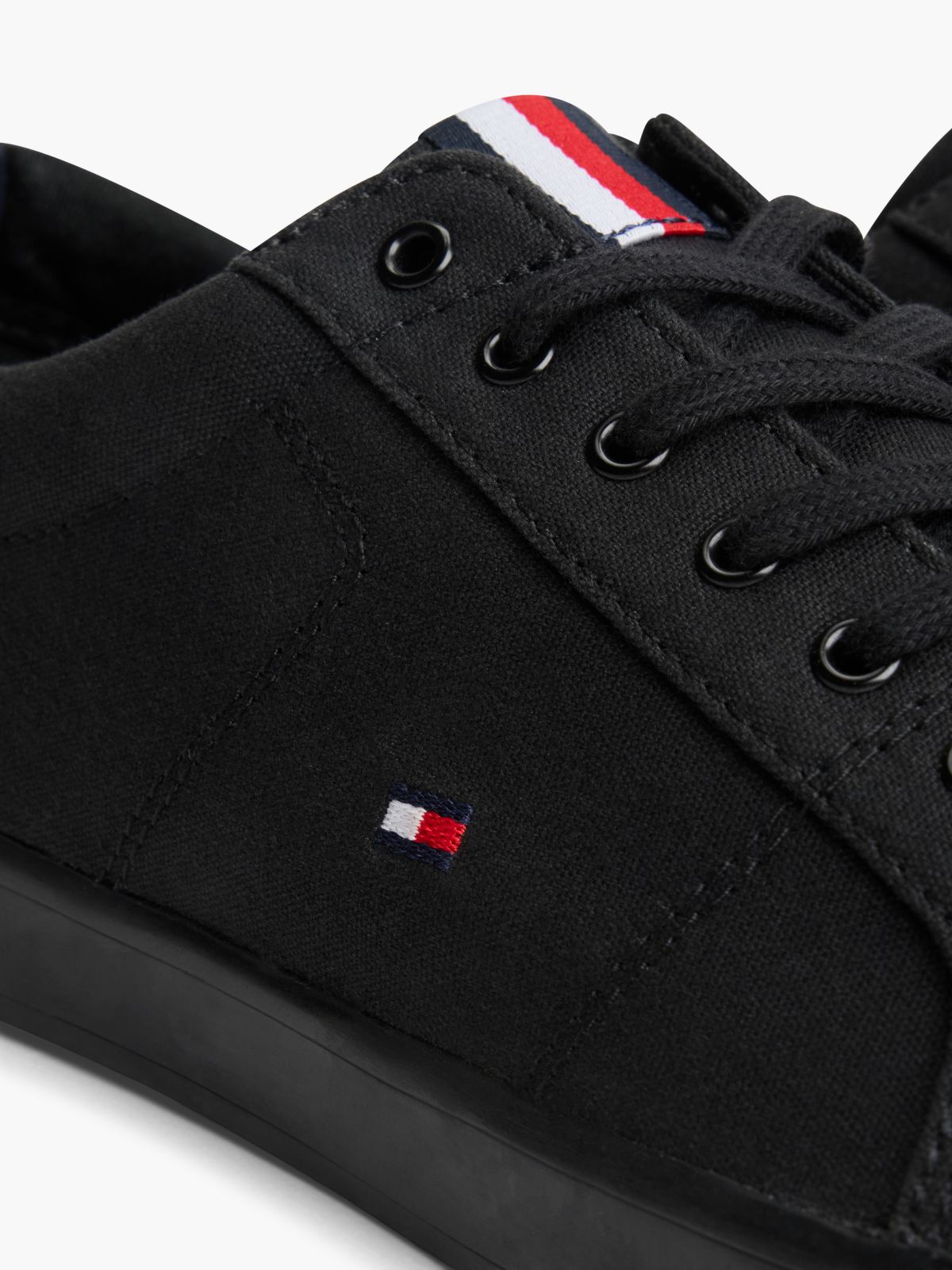 Canvas Lace Up Trainers — Black