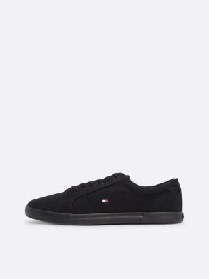 sneakers stringate in tela nero da uomini tommy hilfiger