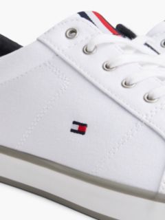Canvas Lace Up Trainers — White 6