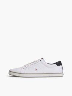 Canvas Lace Up Trainers — White 7