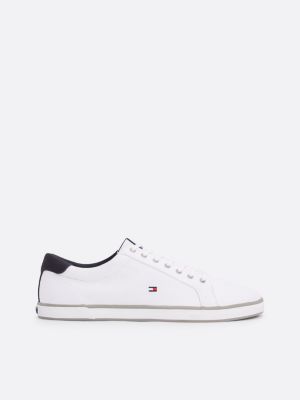 baskets à lacets en toile white pour hommes tommy hilfiger