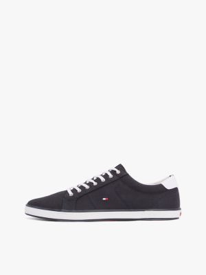 blue canvas lace up trainers for men tommy hilfiger