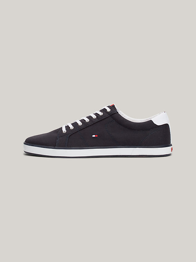 blue canvas lace up trainers for men tommy hilfiger