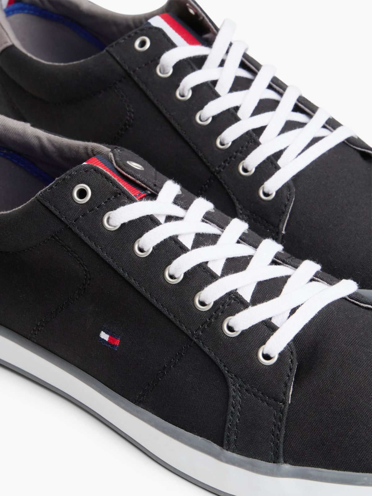 Canvas Lace Up Trainers — Black