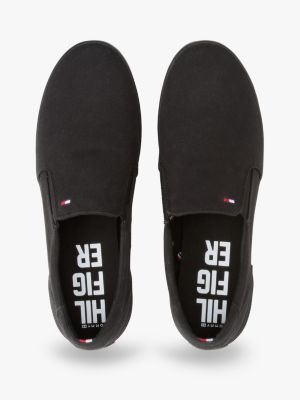 black embossed logo slip-on trainers for men tommy hilfiger