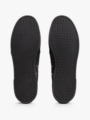 black embossed logo slip-on trainers for men tommy hilfiger