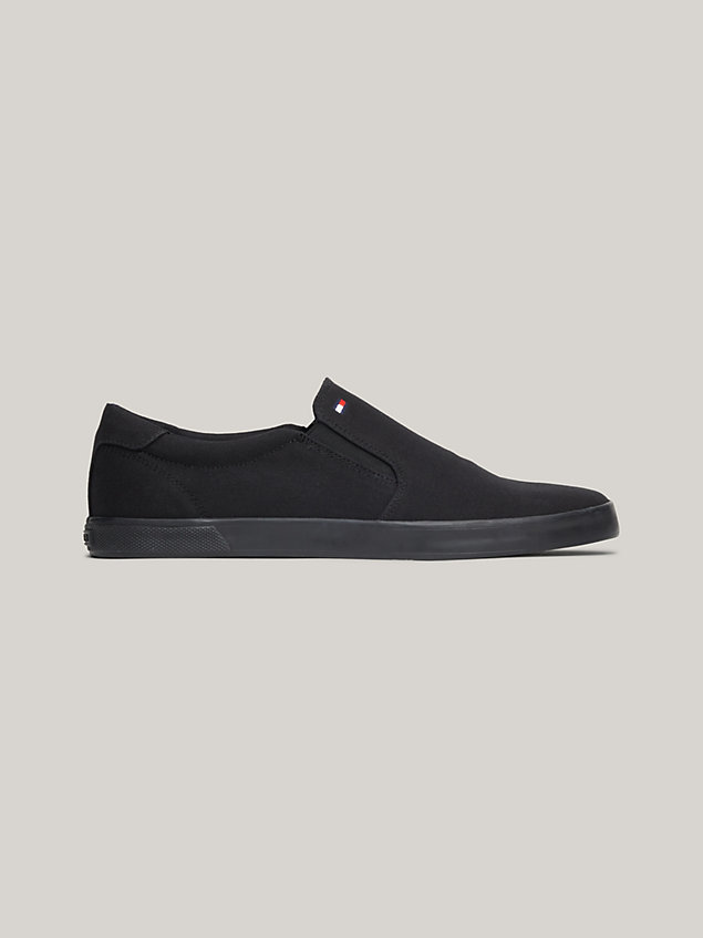 black essential iconic slip-on trainers for men tommy hilfiger