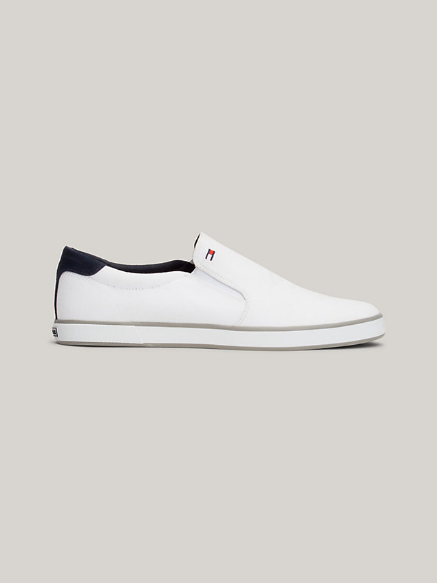 white essential iconic slip-on trainers for men tommy hilfiger