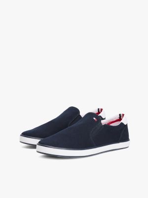 blau slipper-sneaker mit logo-prägung für herren - tommy hilfiger