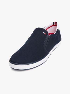 blue embossed logo slip-on trainers for men tommy hilfiger