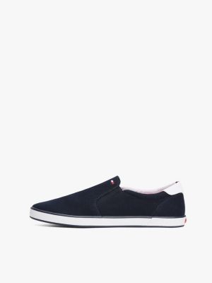 blue embossed logo slip-on trainers for men tommy hilfiger