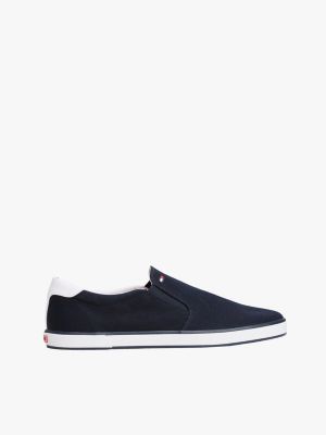 blue embossed logo slip-on trainers for men tommy hilfiger