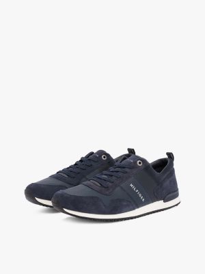 blue iconic lace-up trainers for men tommy hilfiger