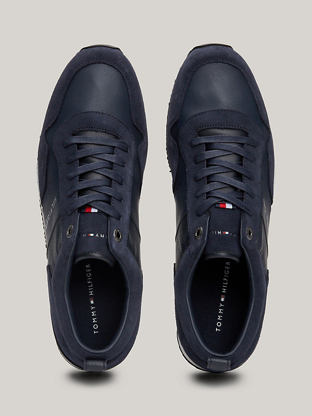 blue iconic lace-up trainers for men tommy hilfiger