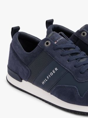 blue iconic lace-up trainers for men tommy hilfiger