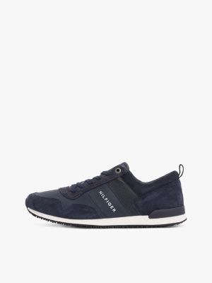 blue iconic lace-up trainers for men tommy hilfiger